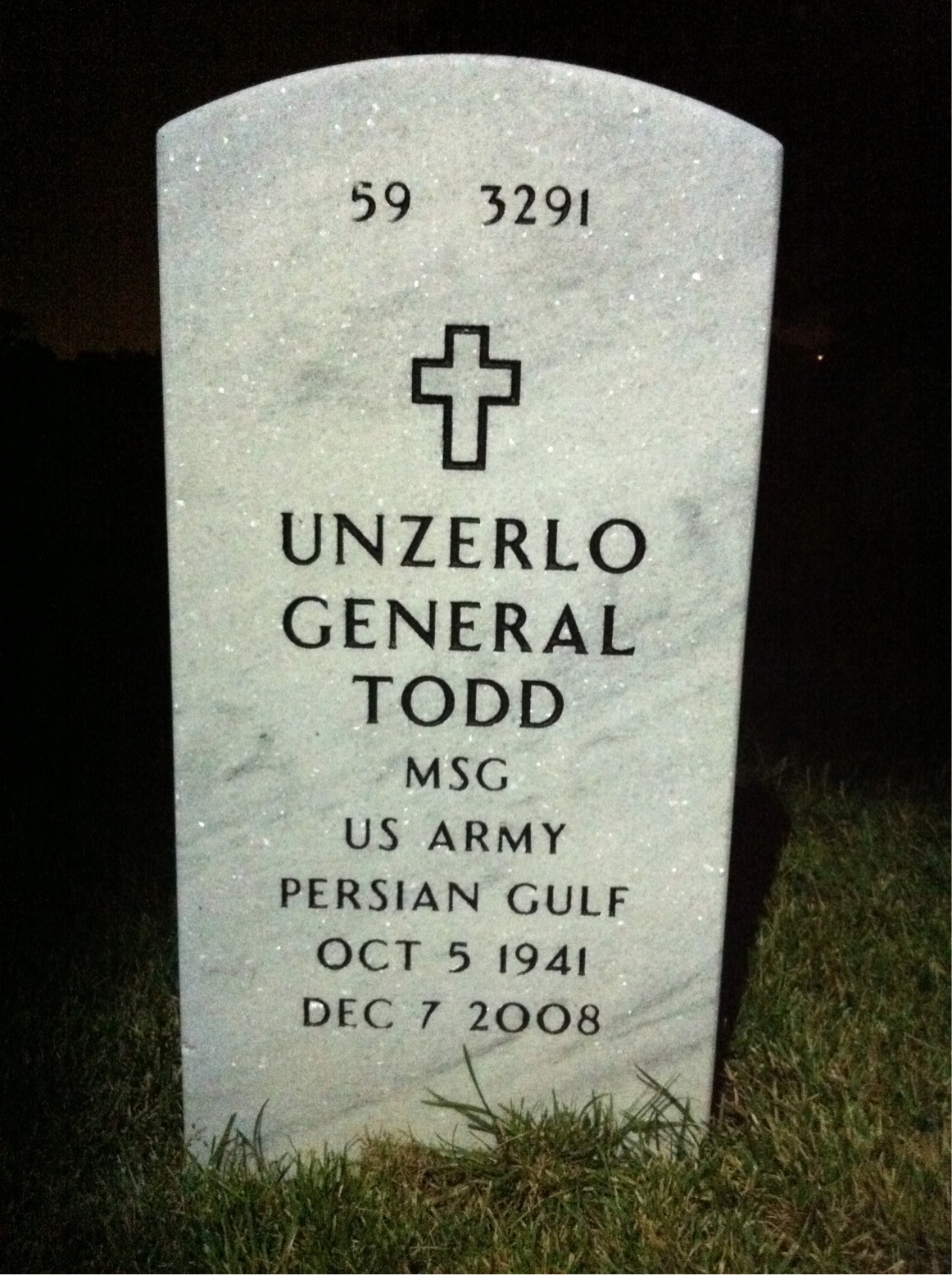 Back of headstone — Unzerlo Todd
