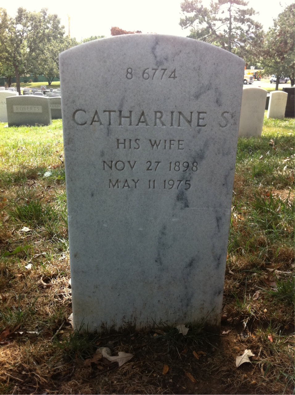 Back of headstone — Robert Lawrence Wright