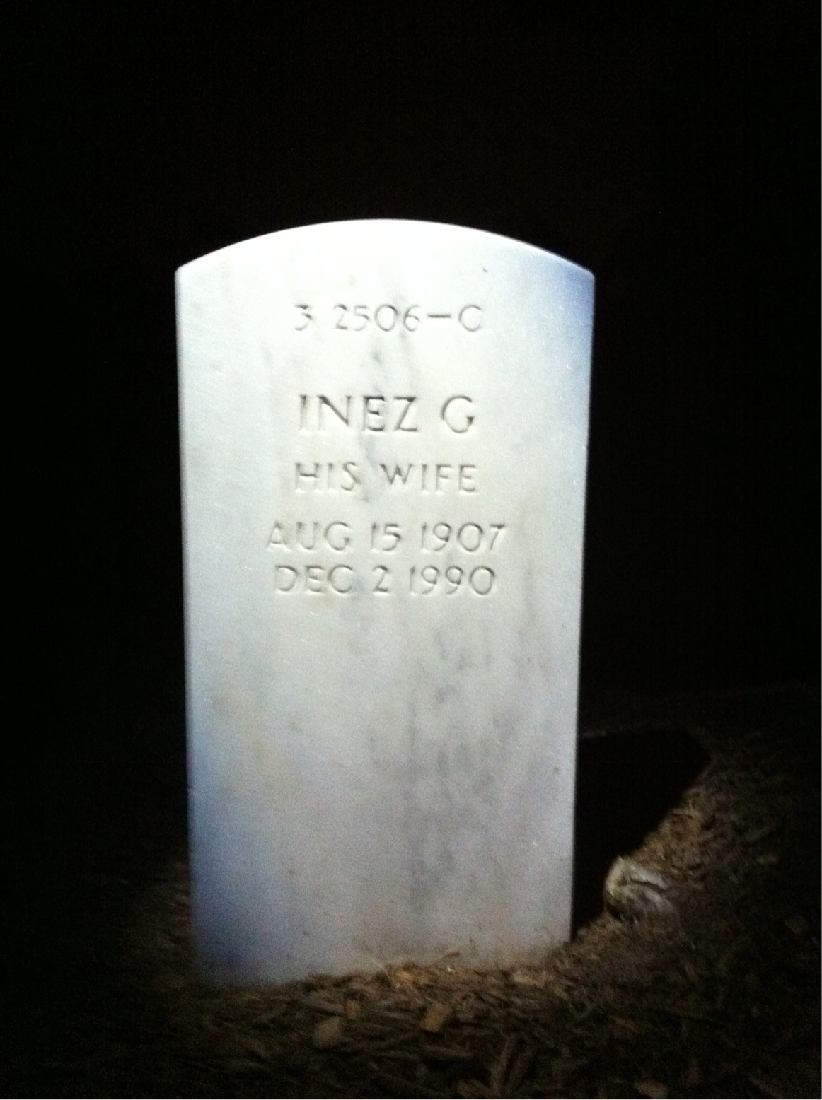 Back of headstone — Clarence Adcock