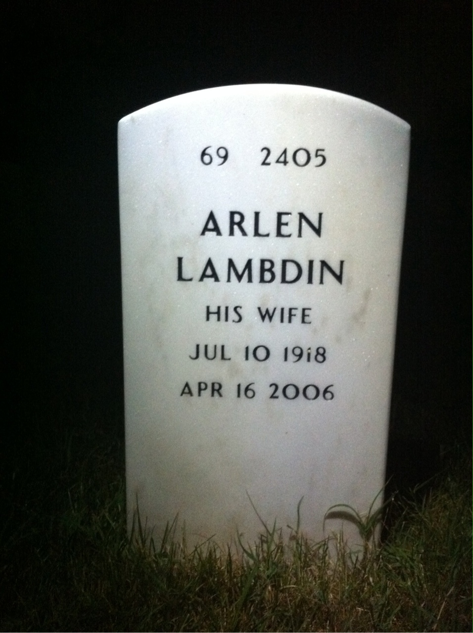 Back of headstone — Berlin Mitchell