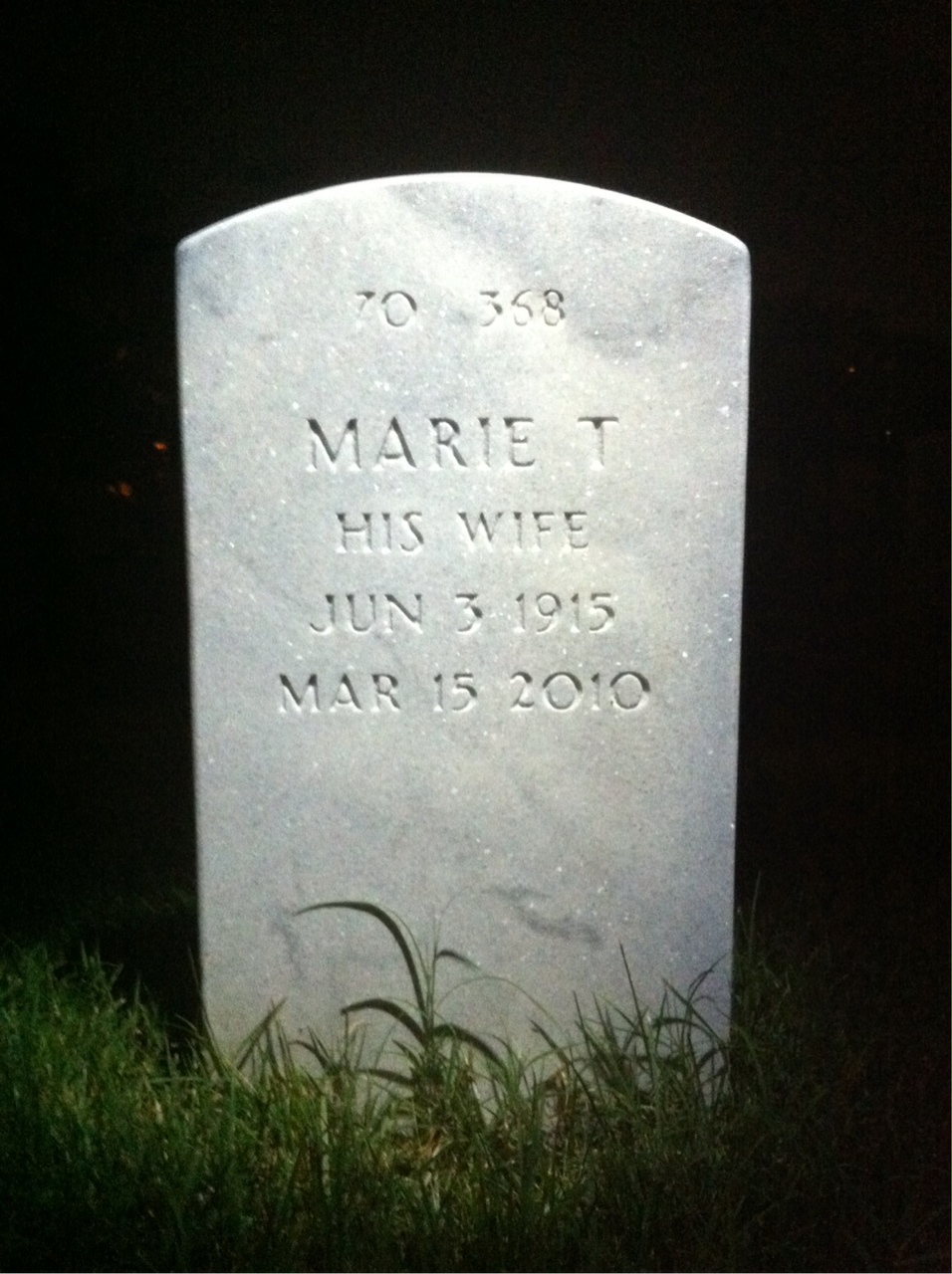 Back of headstone — Frederick J Gerty