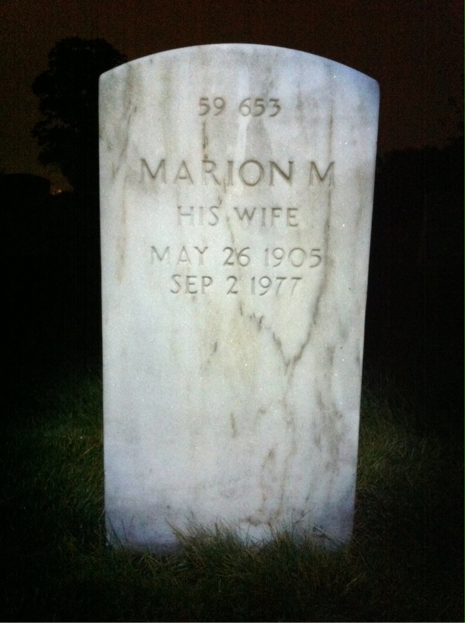 Back of headstone — Charles Arrington