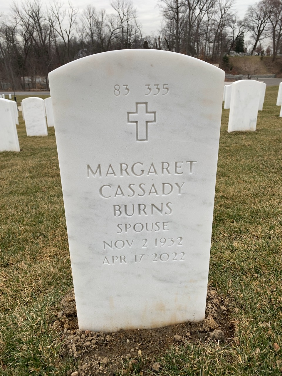 Back of headstone — William F Burns