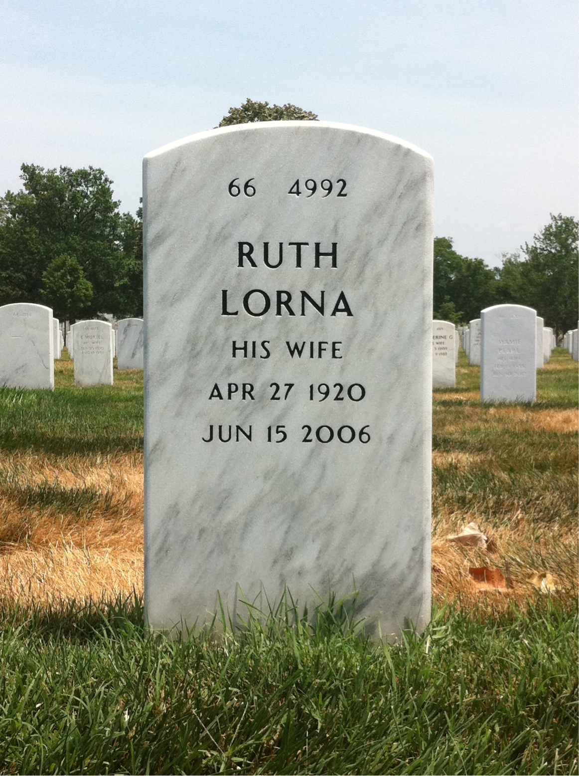 Back of headstone — Raymond Wentworth