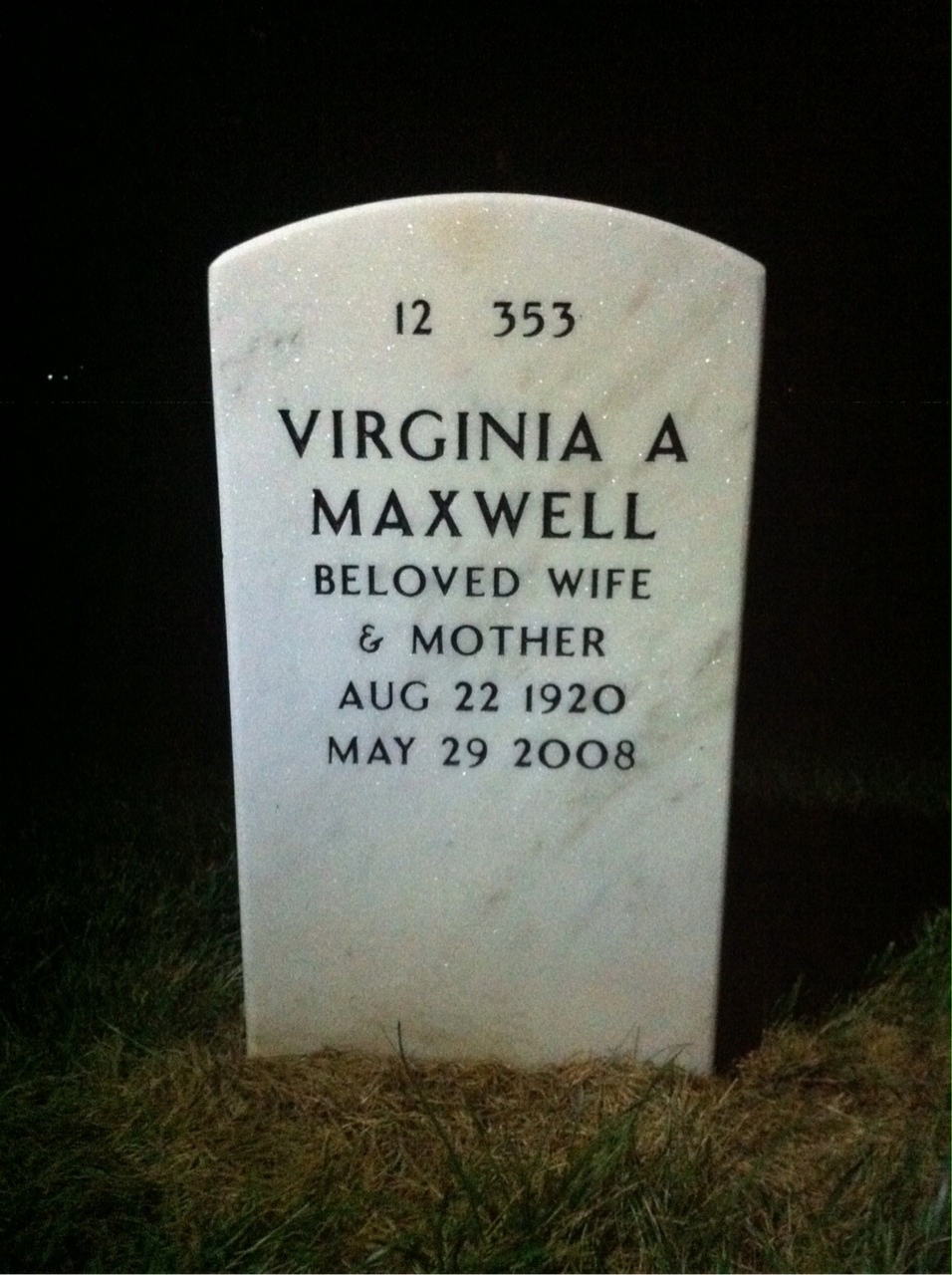 Back of headstone — William Brown