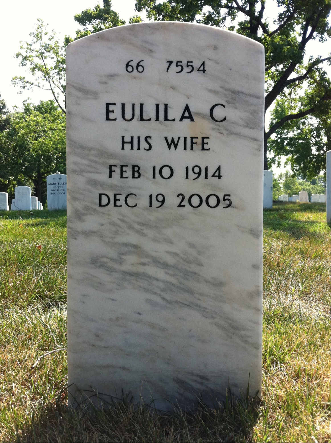 Back of headstone — Walter Ludden