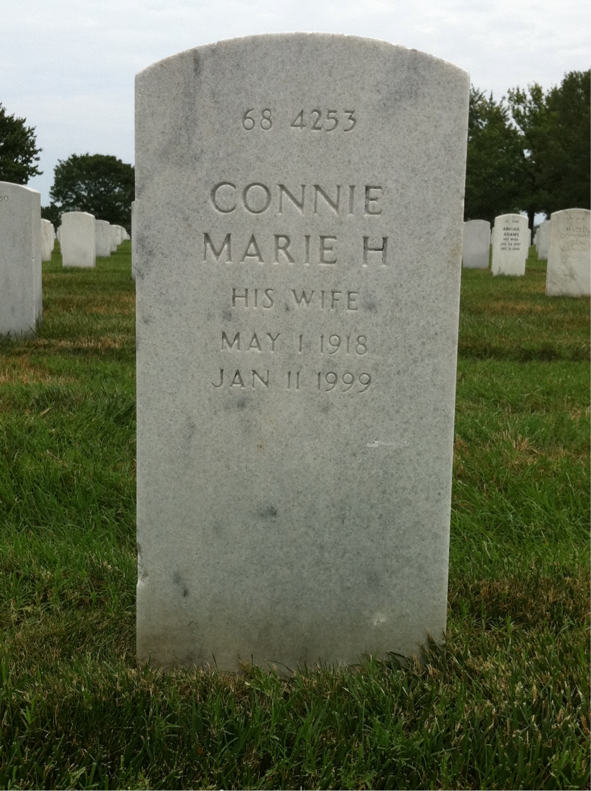 Back of headstone — Connie Atkinson