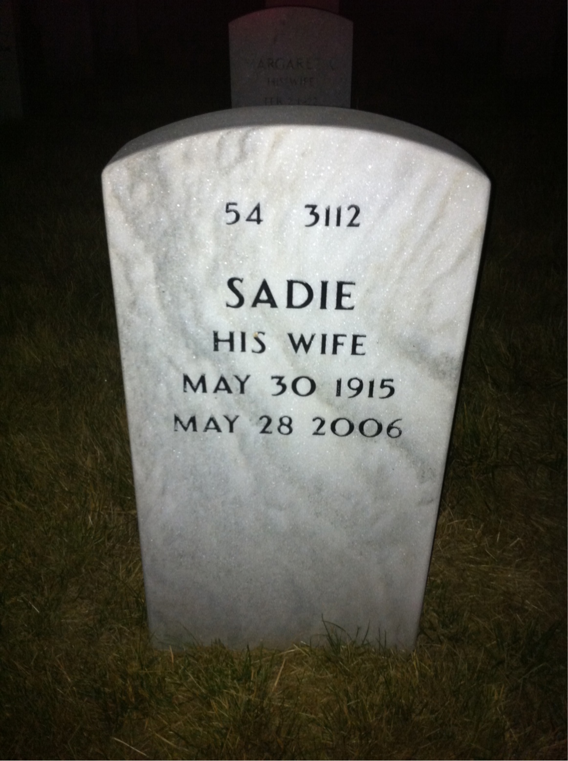 Back of headstone — Jack Fredericks
