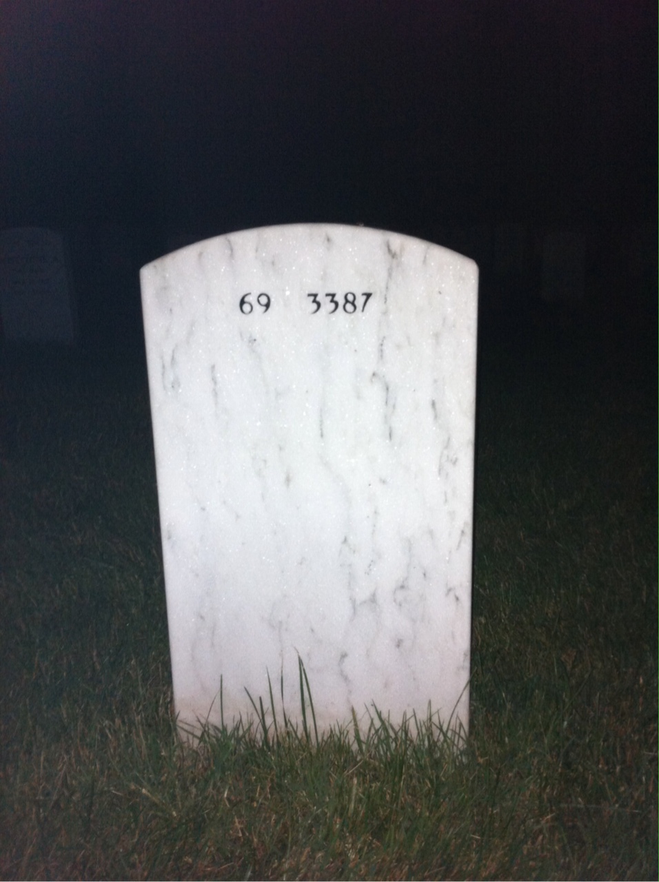 Back of headstone — William James