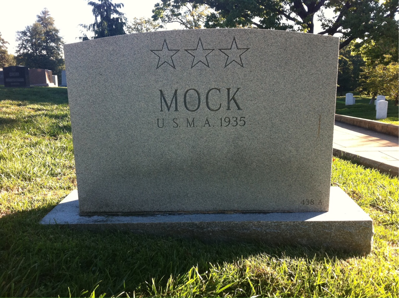 Back of headstone — Vernon Mock