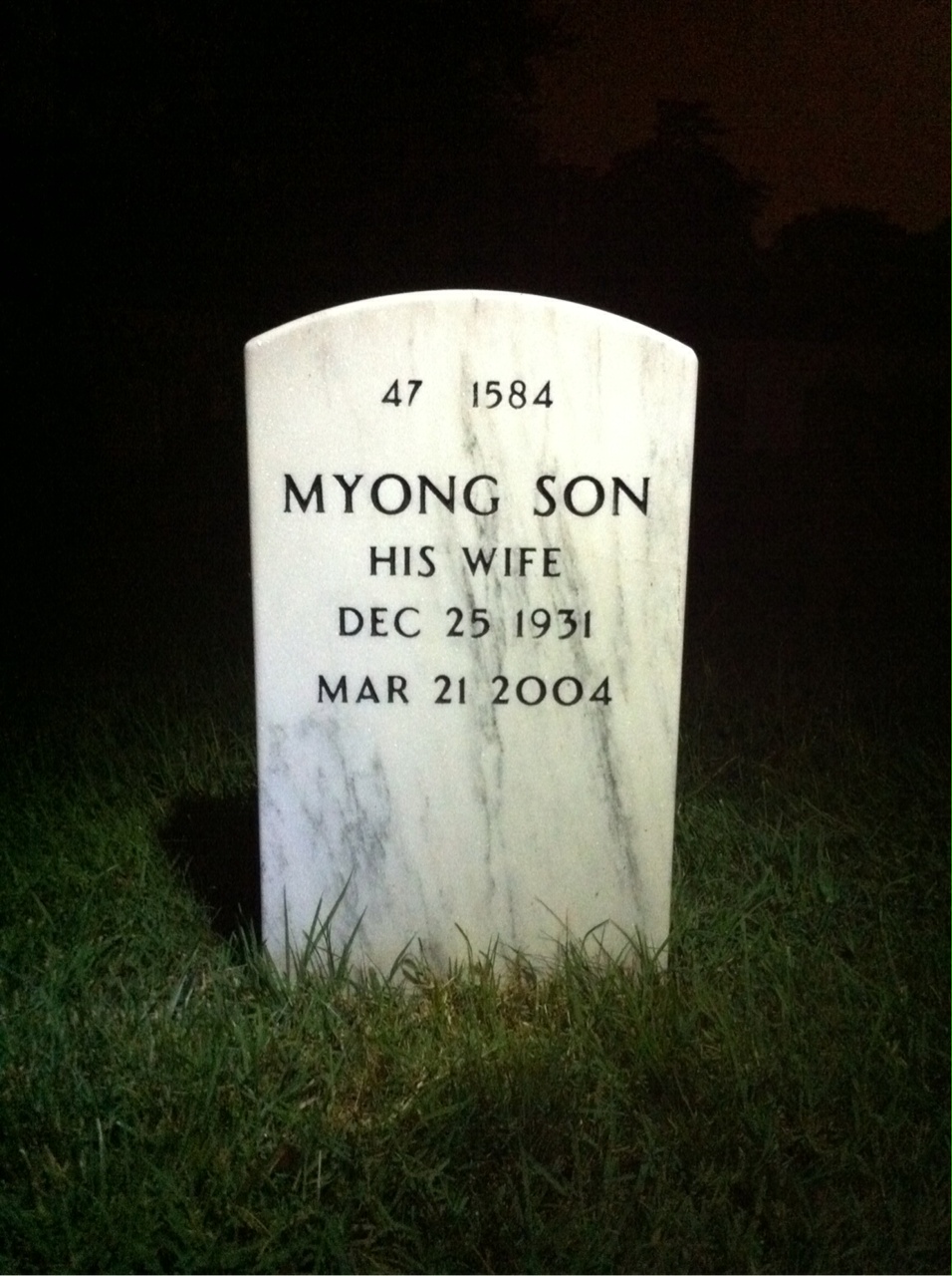 Back of headstone — Harold Owens