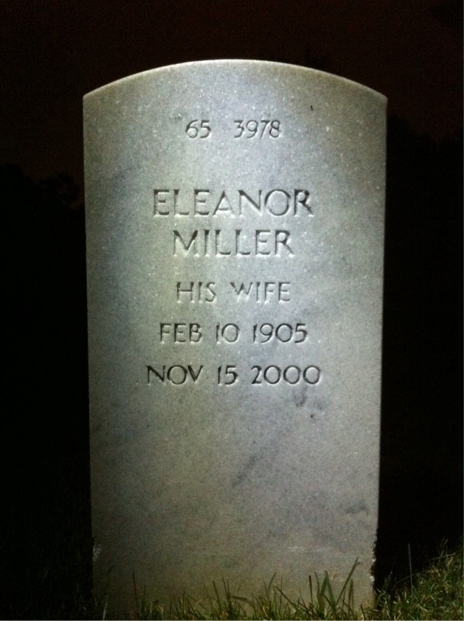 Back of headstone — Charles Cox
