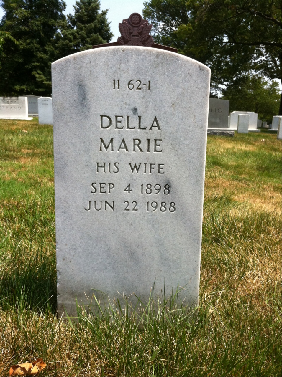 Back of headstone — Della Blair