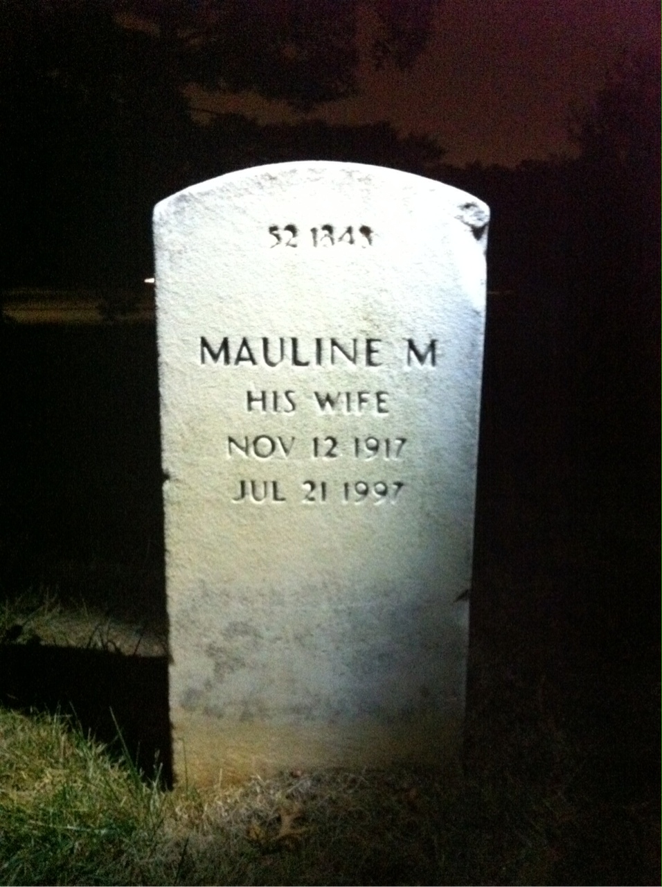 Back of headstone — William R Garnett