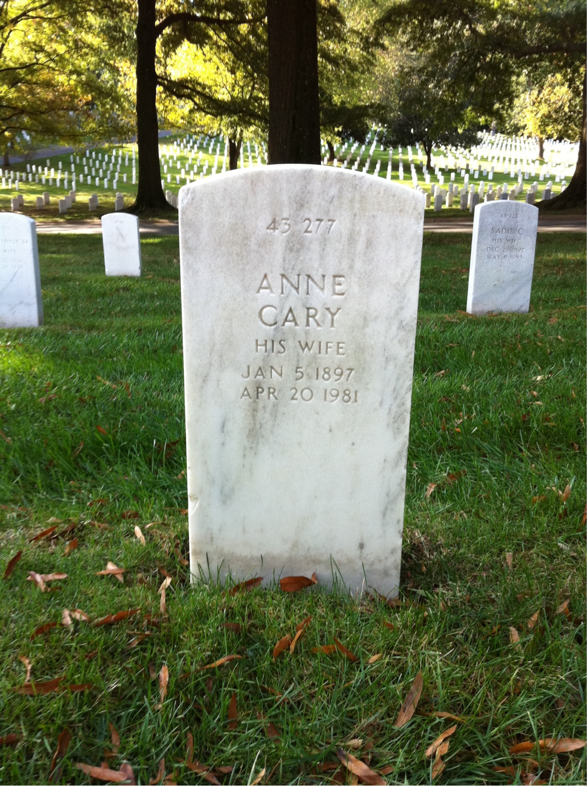 Back of headstone — William D Mckinley