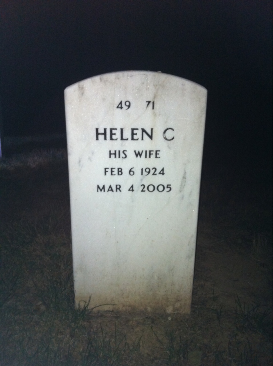 Back of headstone — Meade Nanney