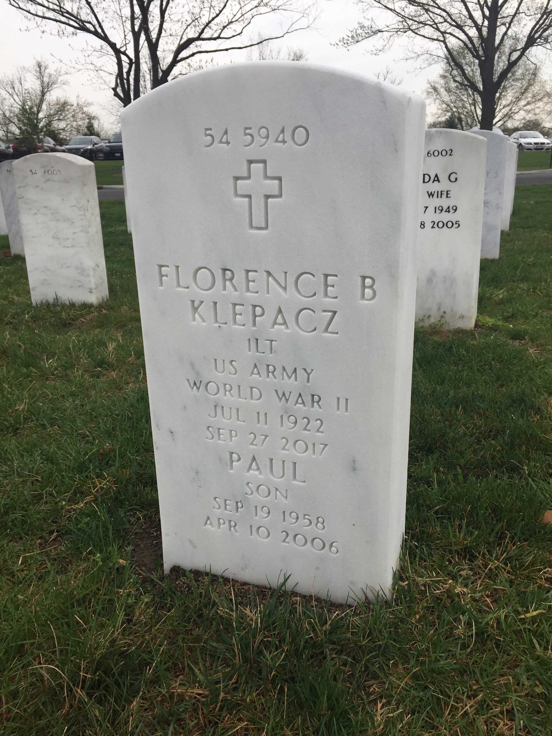 Back of headstone — Mitchell Klepacz