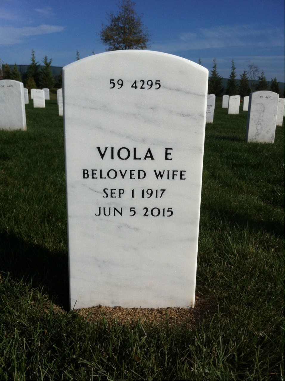 Back of headstone — David E Funkhouser