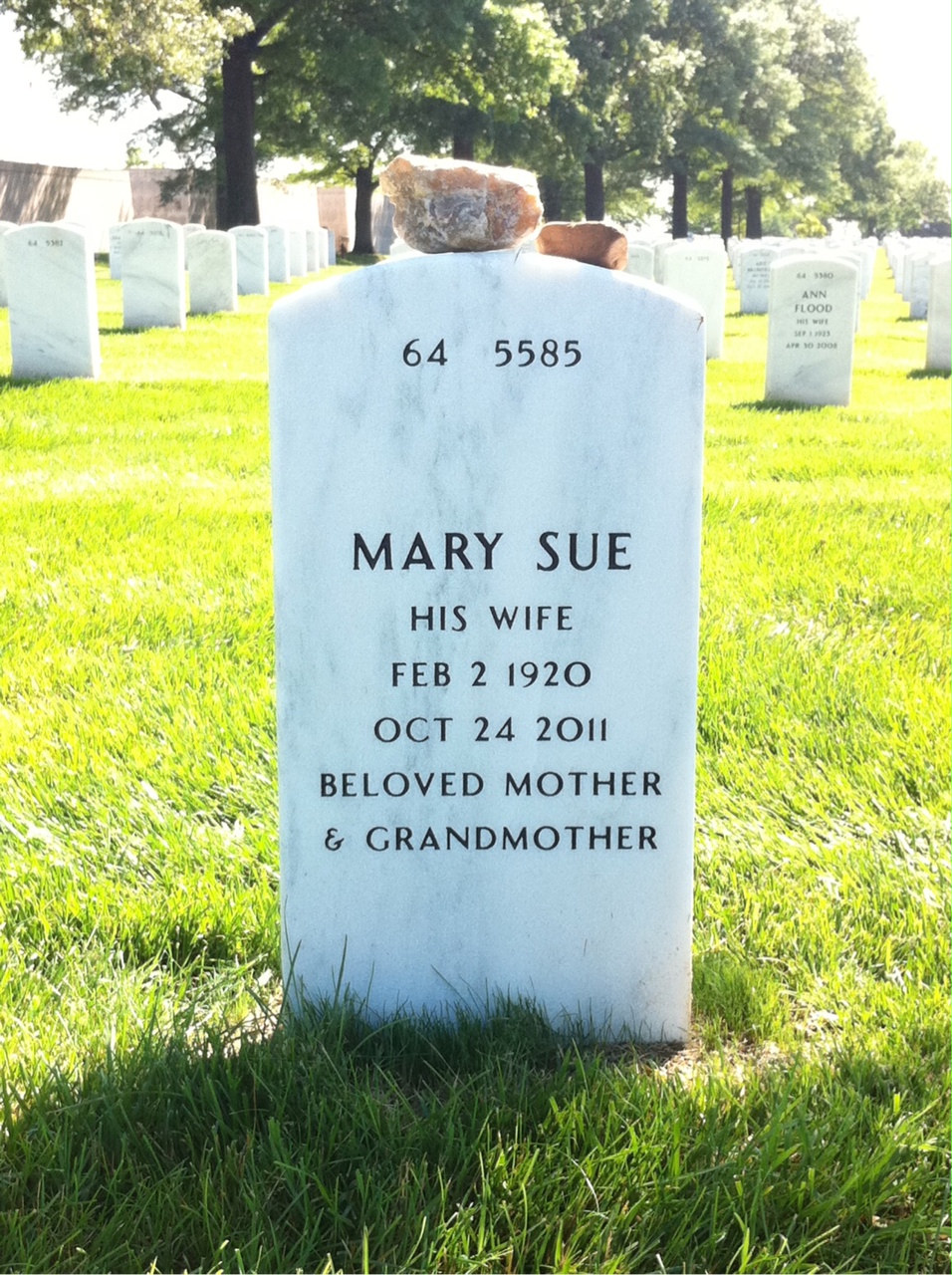 Back of headstone — Carrol Ashton