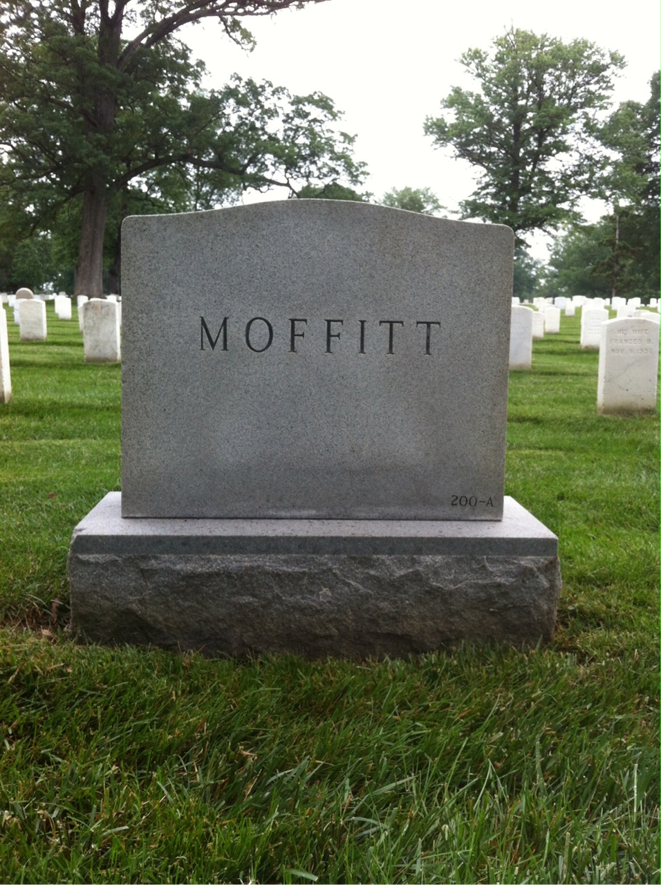 Back of headstone — Robert Moffitt