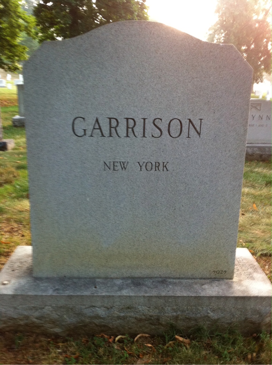 Back of headstone — William Henry Garrison