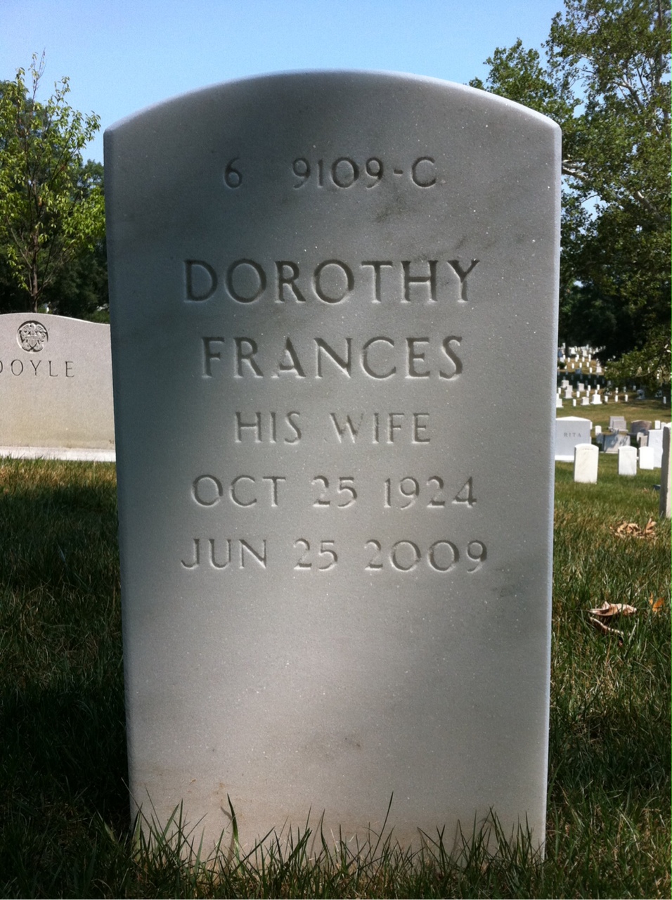 Back of headstone — Homer Galliher