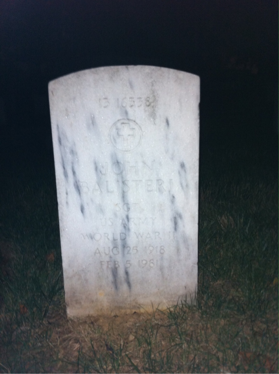 Back of headstone — Cody Balisteri