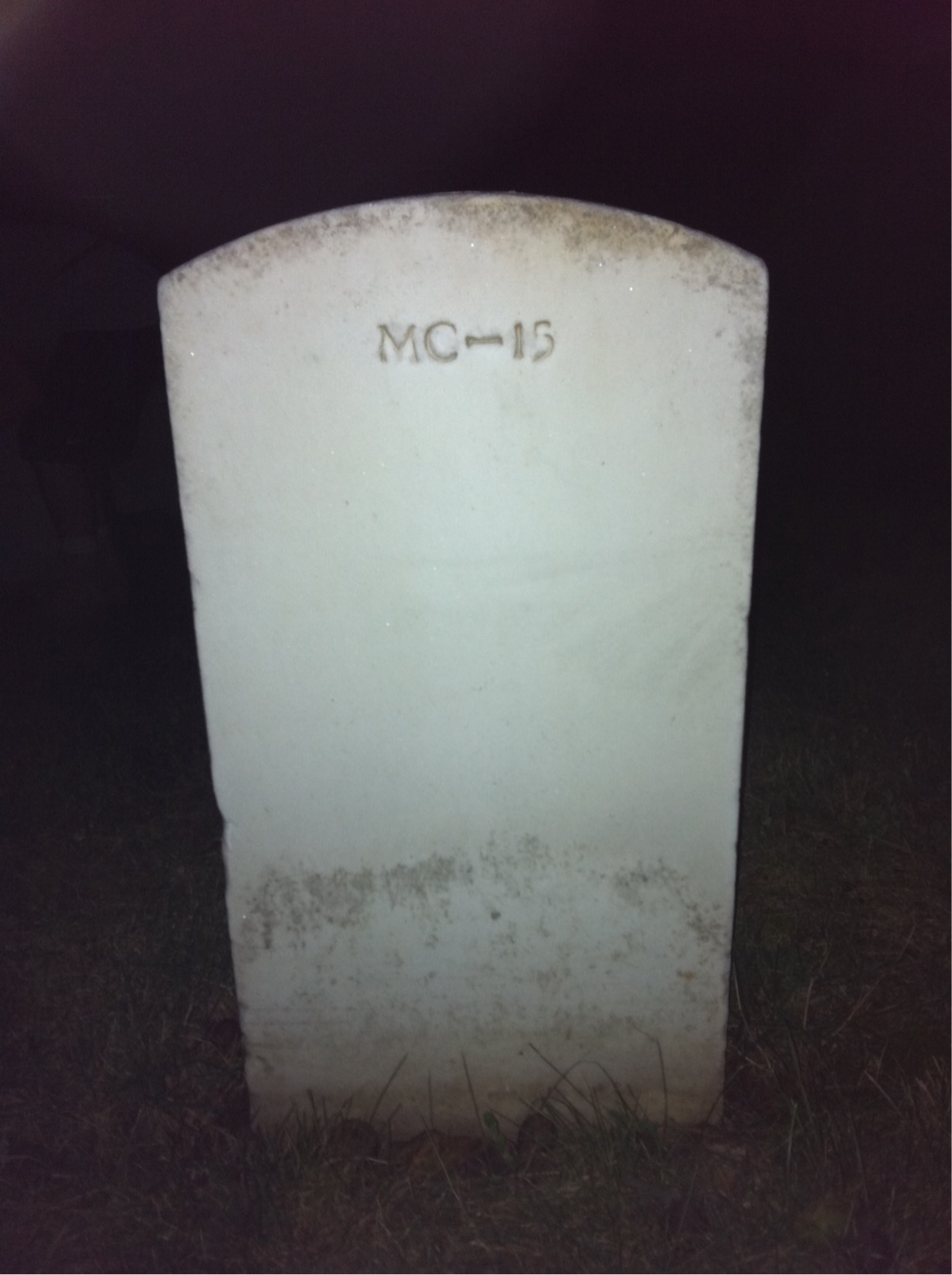 Back of headstone — Robert Minick