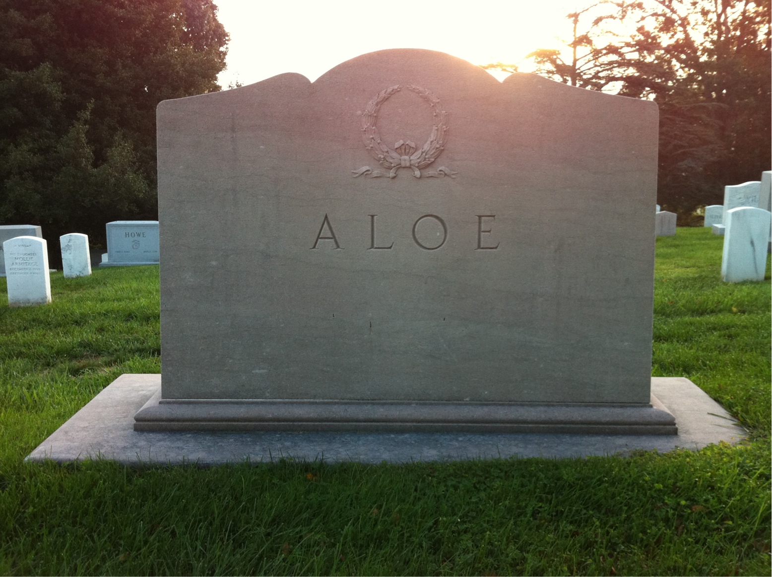 Back of headstone — Alfred Aloe