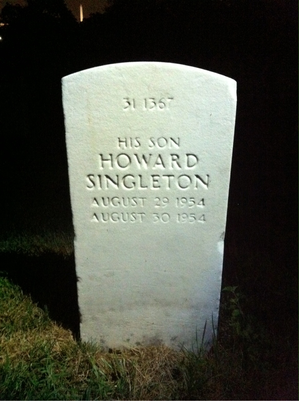 Back of headstone — Howard Baker