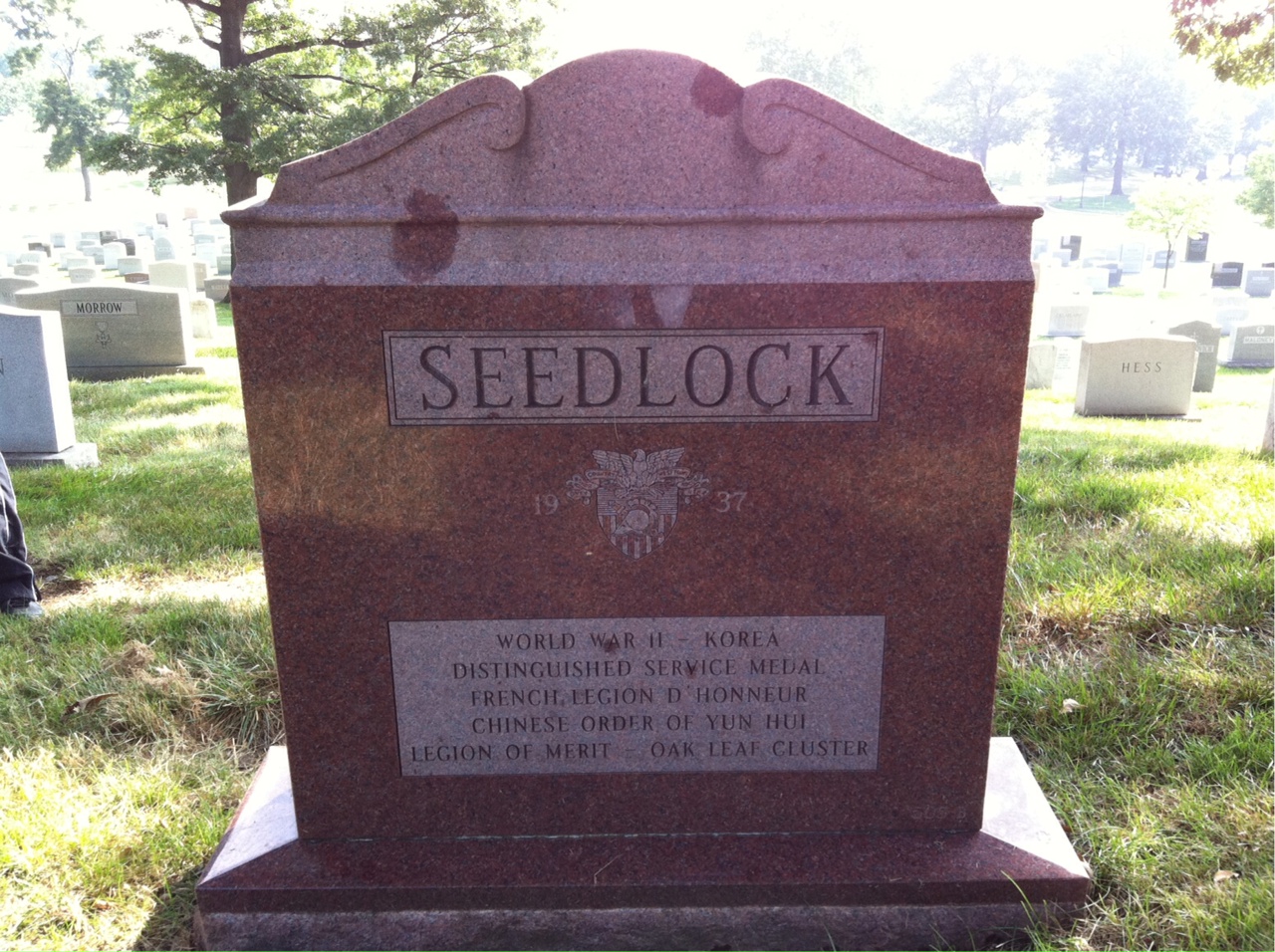 Back of headstone — Robert Seedlock