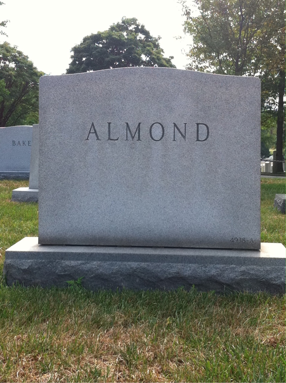 Back of headstone — Edward Almond