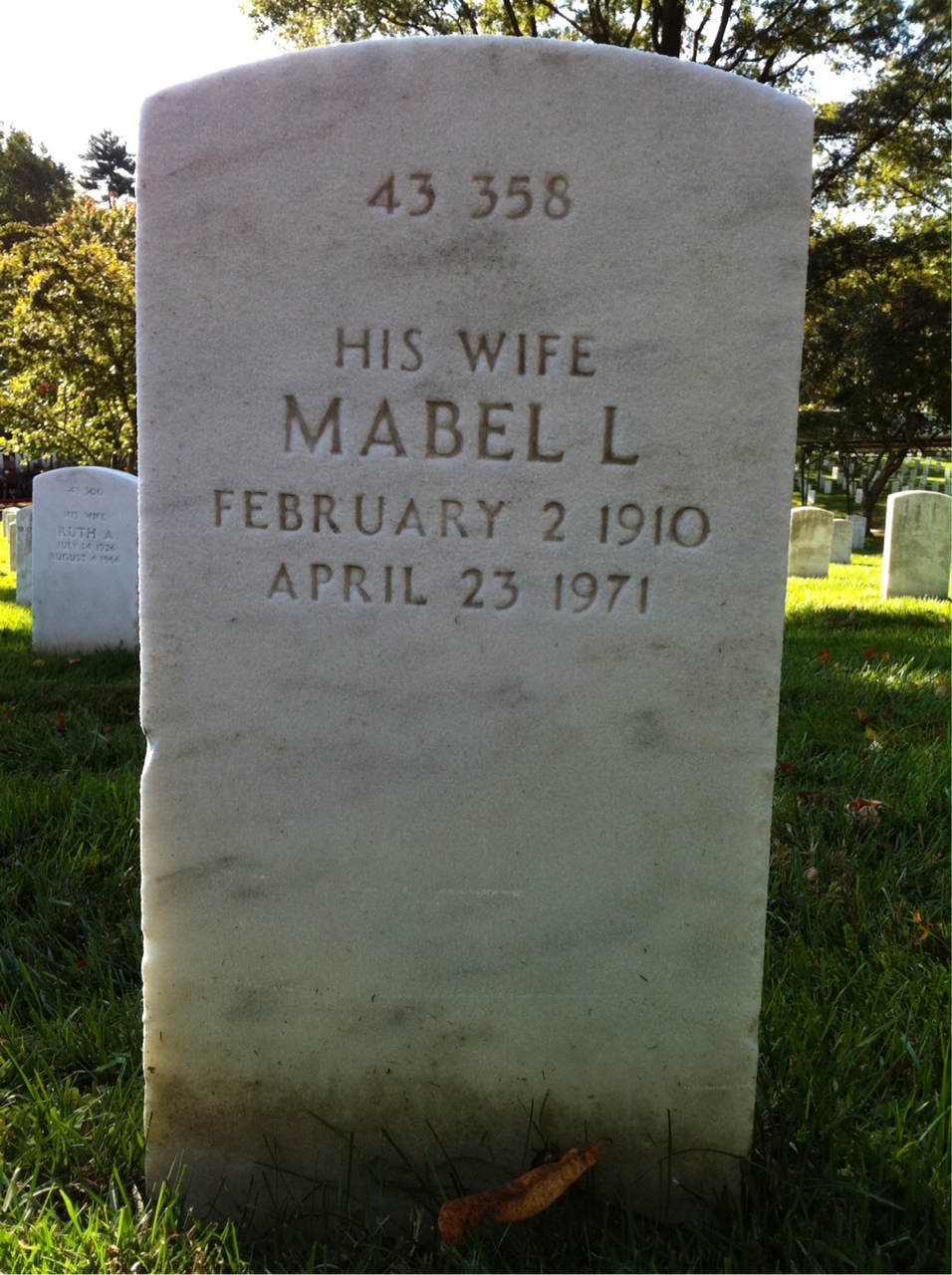Back of headstone — Mabel Bacon