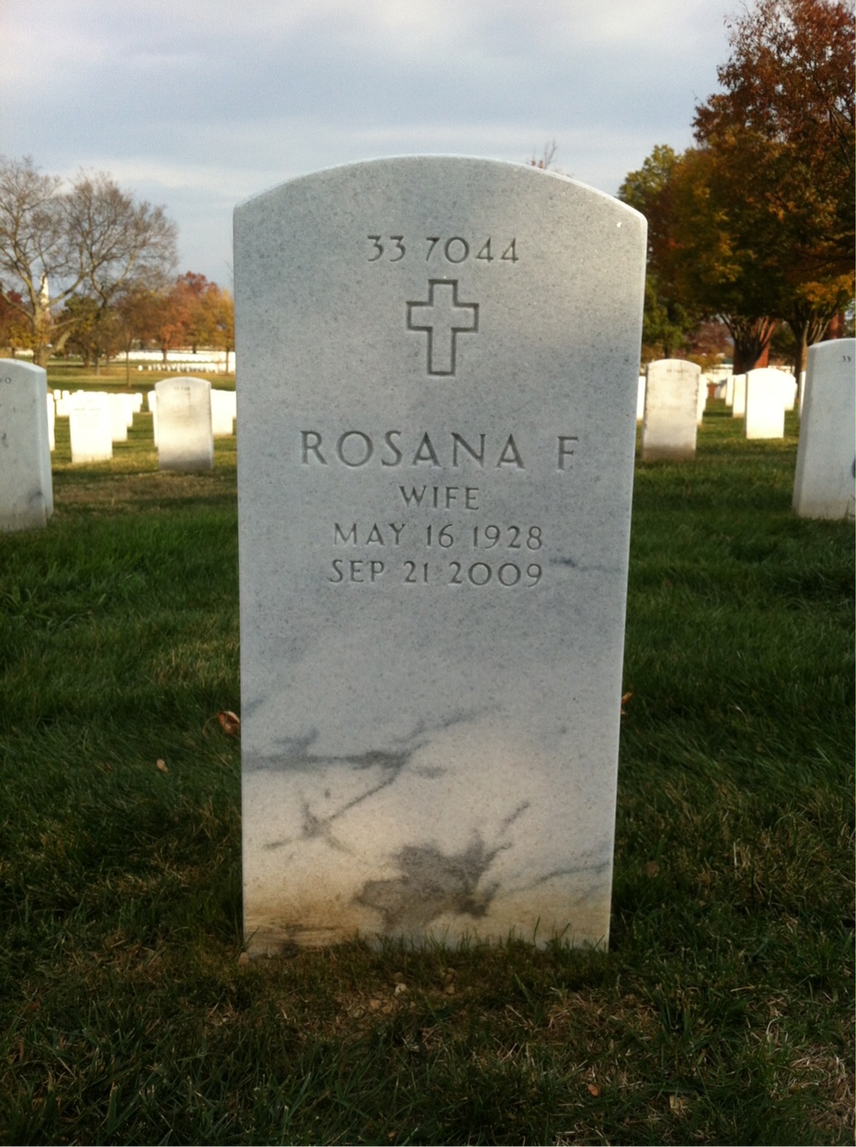 Back of headstone — Carroll O'Neill