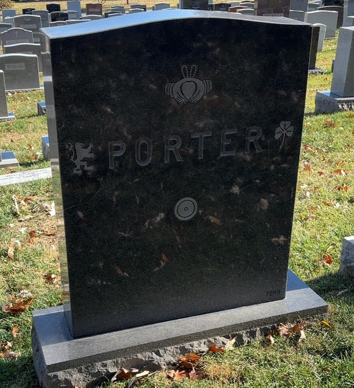 Back of headstone — Kent Porter
