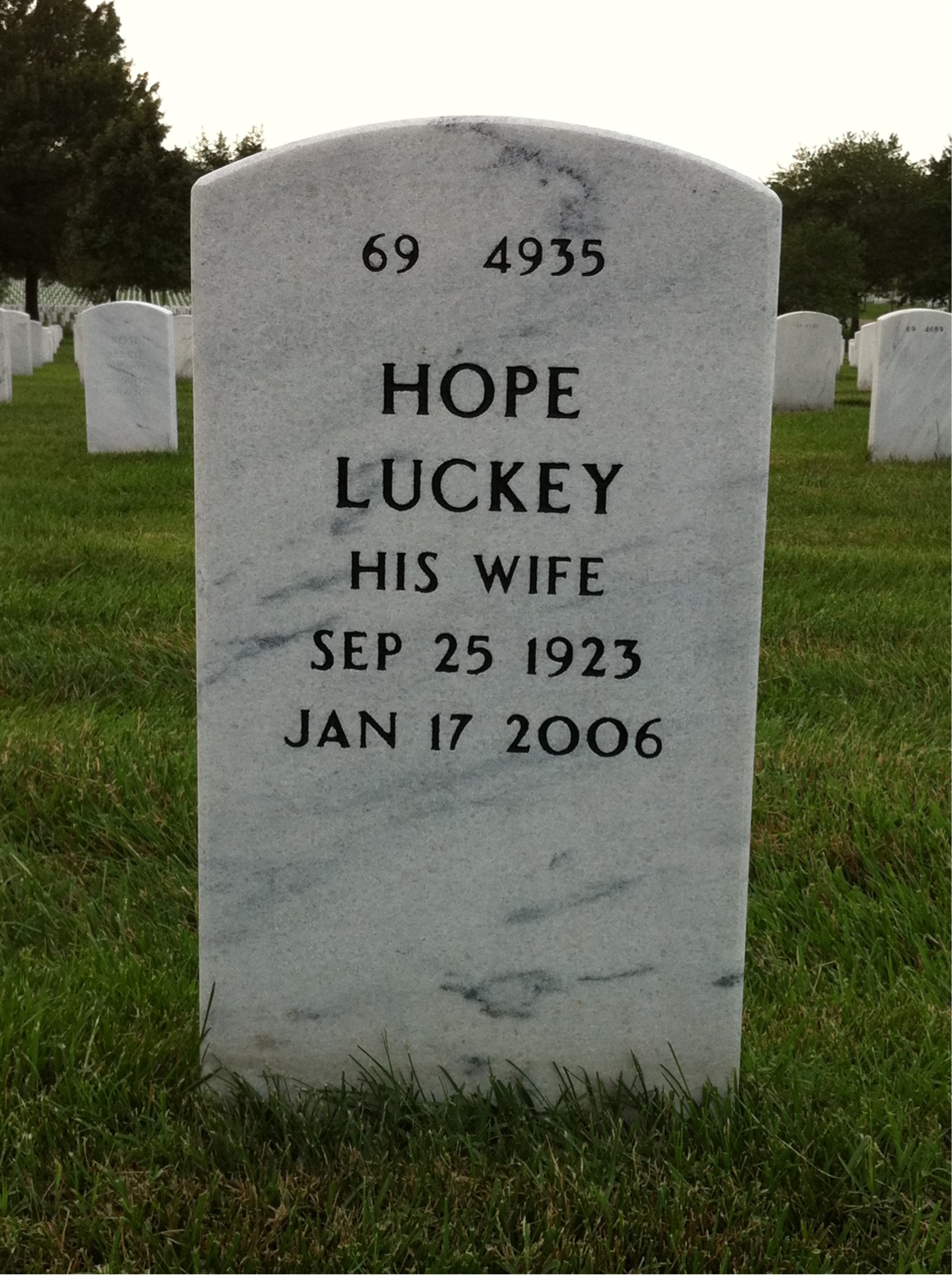 Back of headstone — Eugene Helms