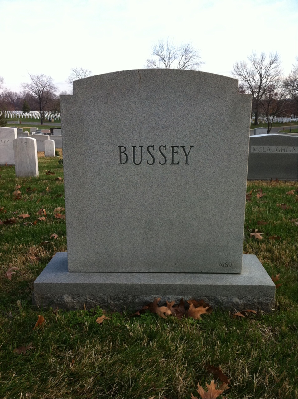 Back of headstone — Granville Bussey