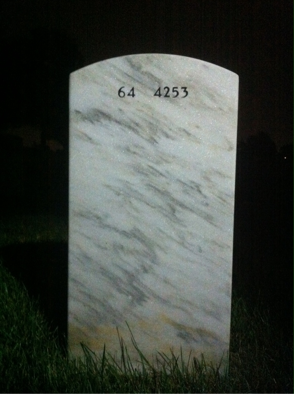 Back of headstone — David Kooker