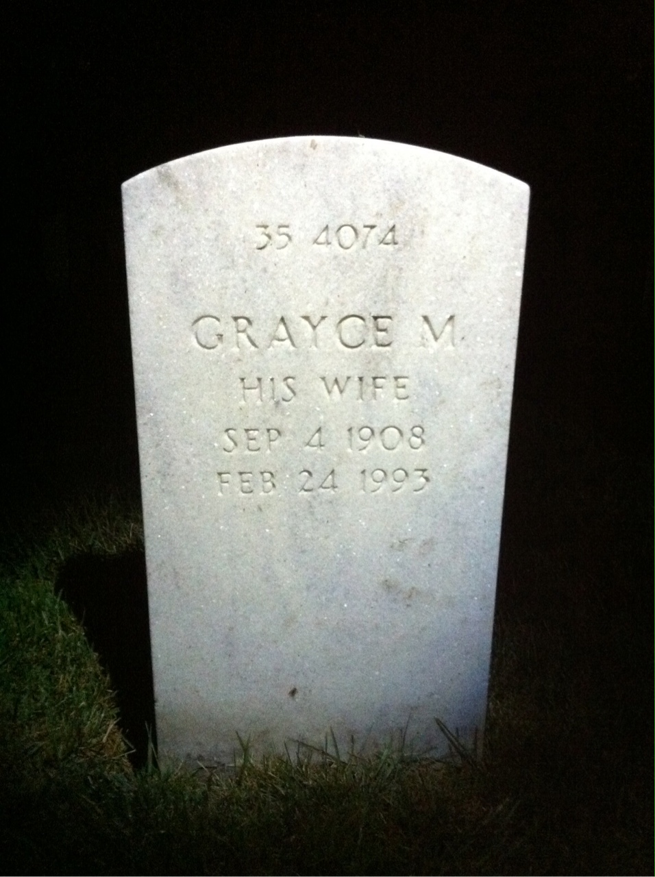 Back of headstone — William R Johnson