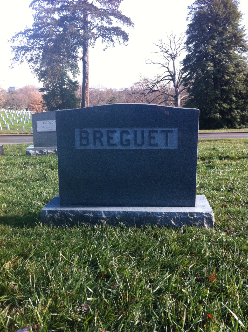 Back of headstone — Mathilde Breguet