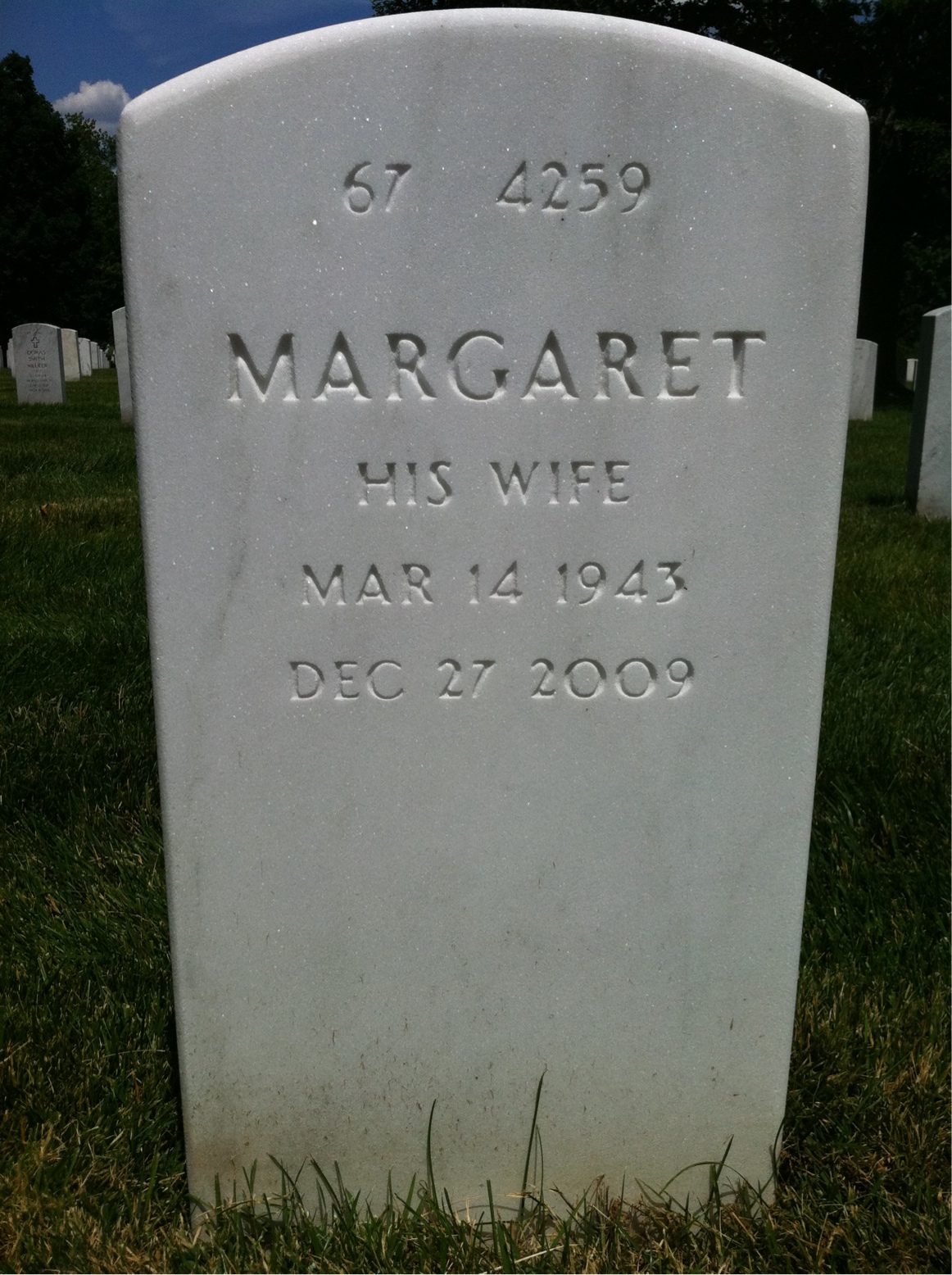 Back of headstone — William Moran