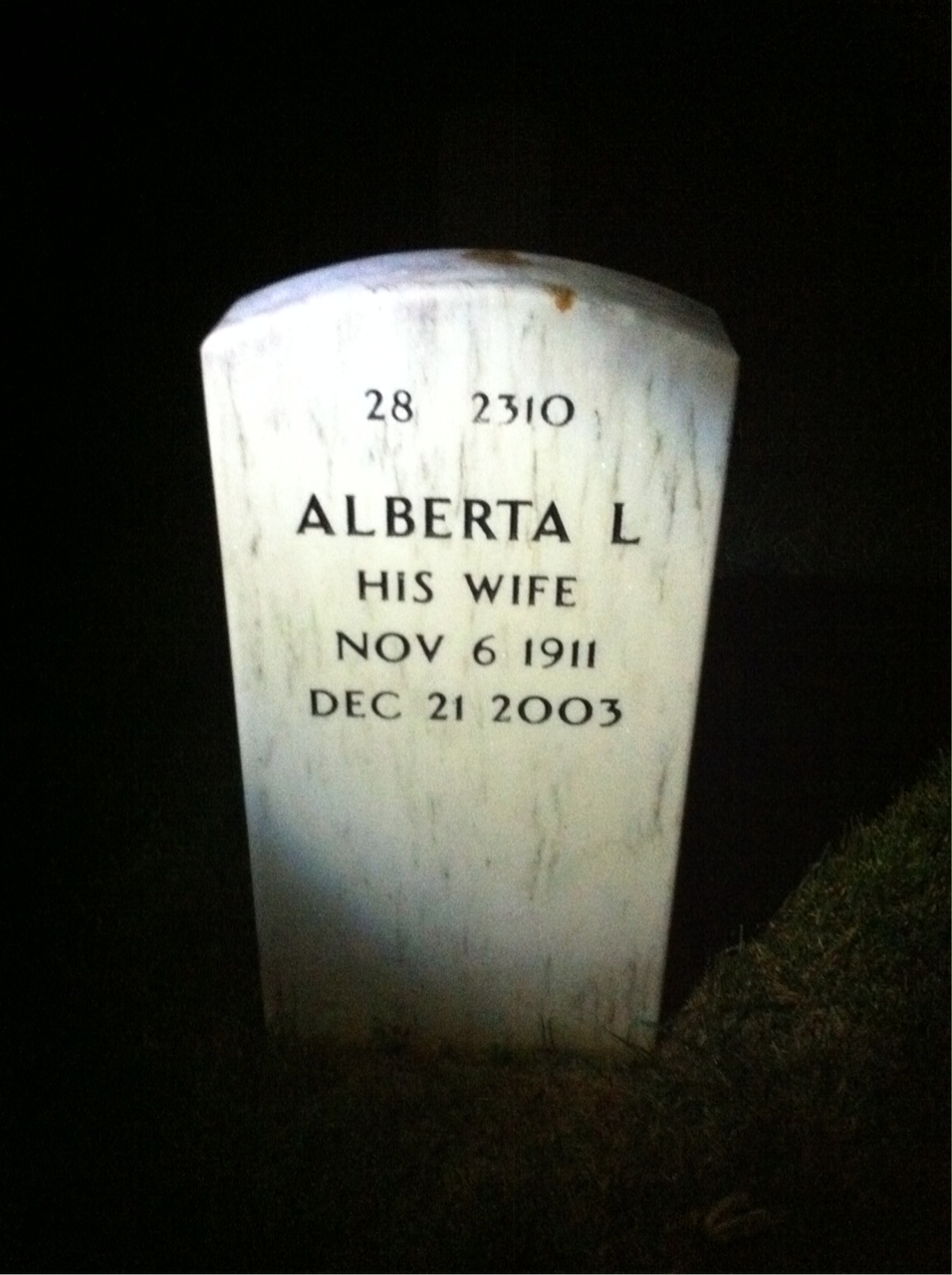 Back of headstone — Forrest Roby