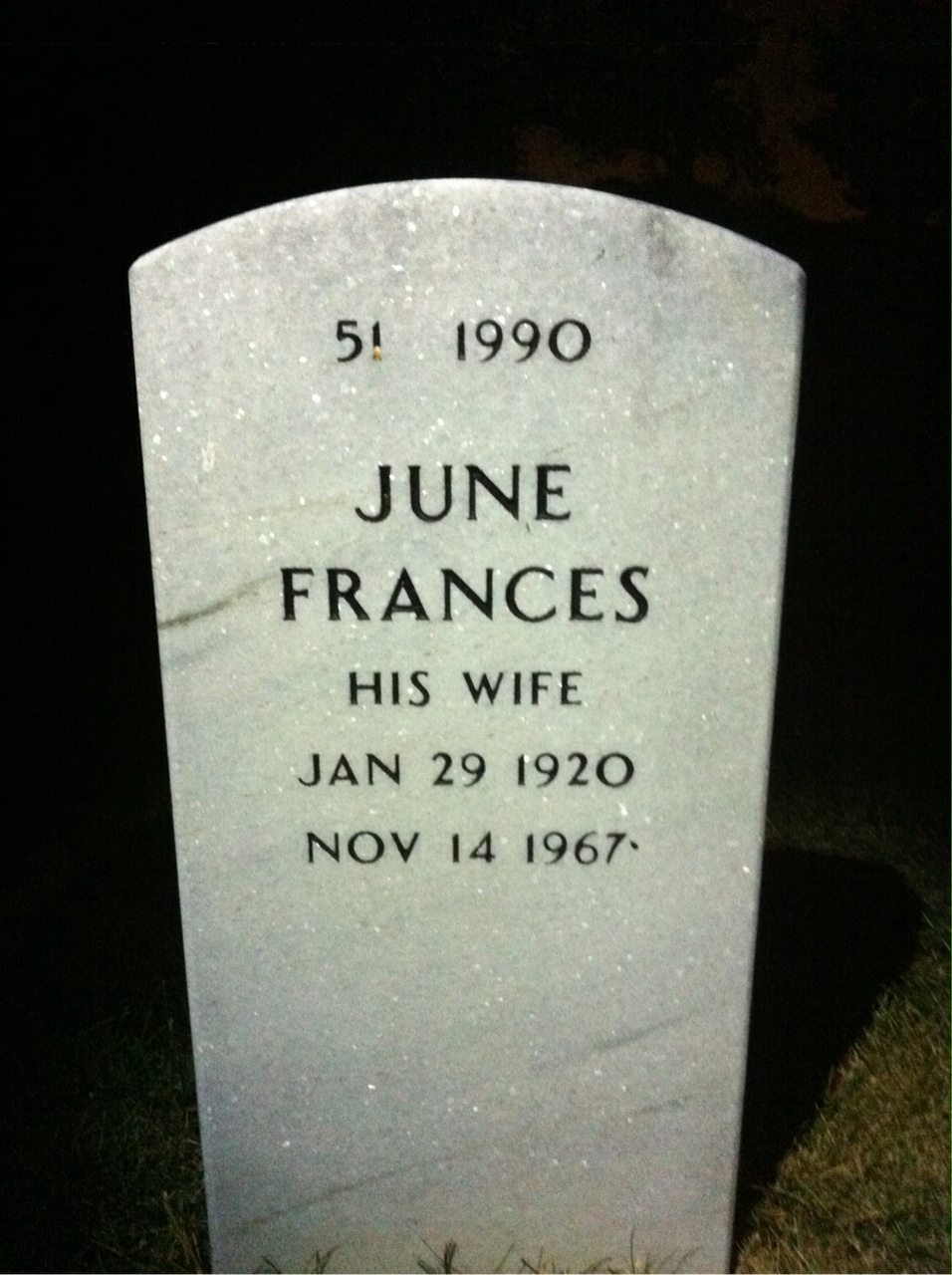 Back of headstone — George Longfellow