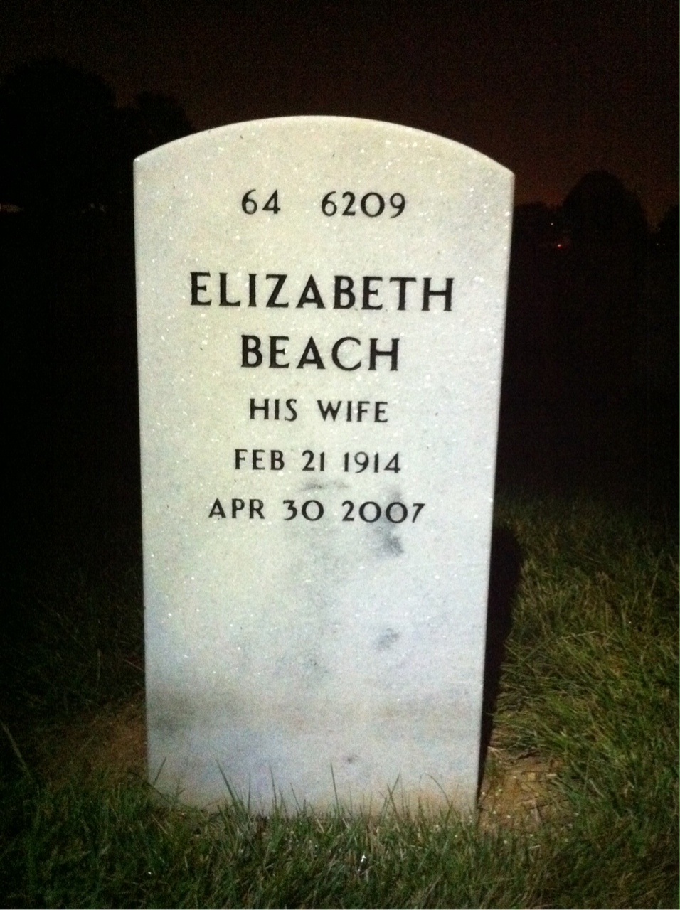 Back of headstone — Prentice Peabody