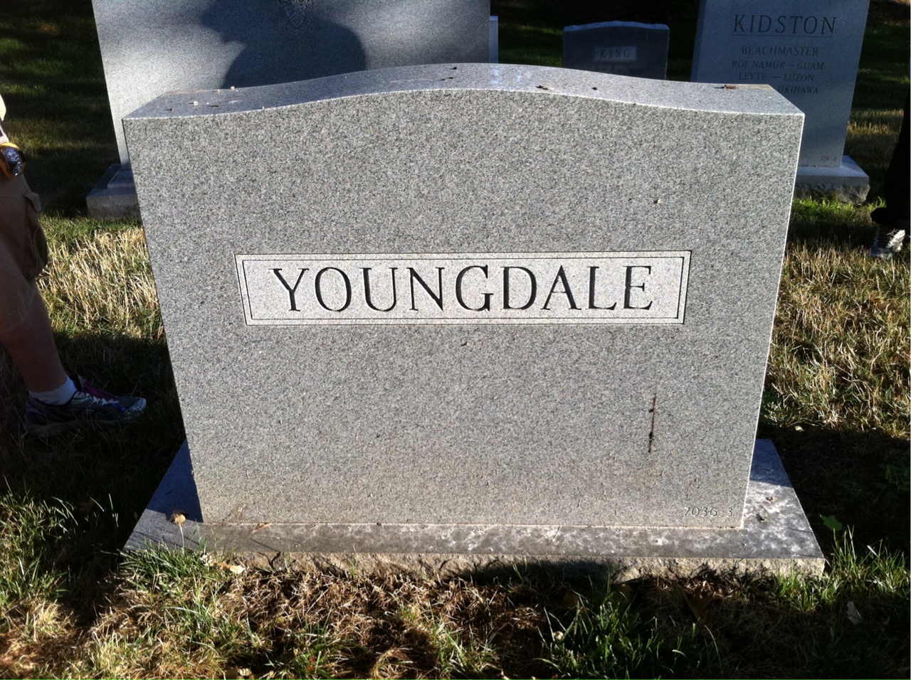 Back of headstone — Carl Youngdale