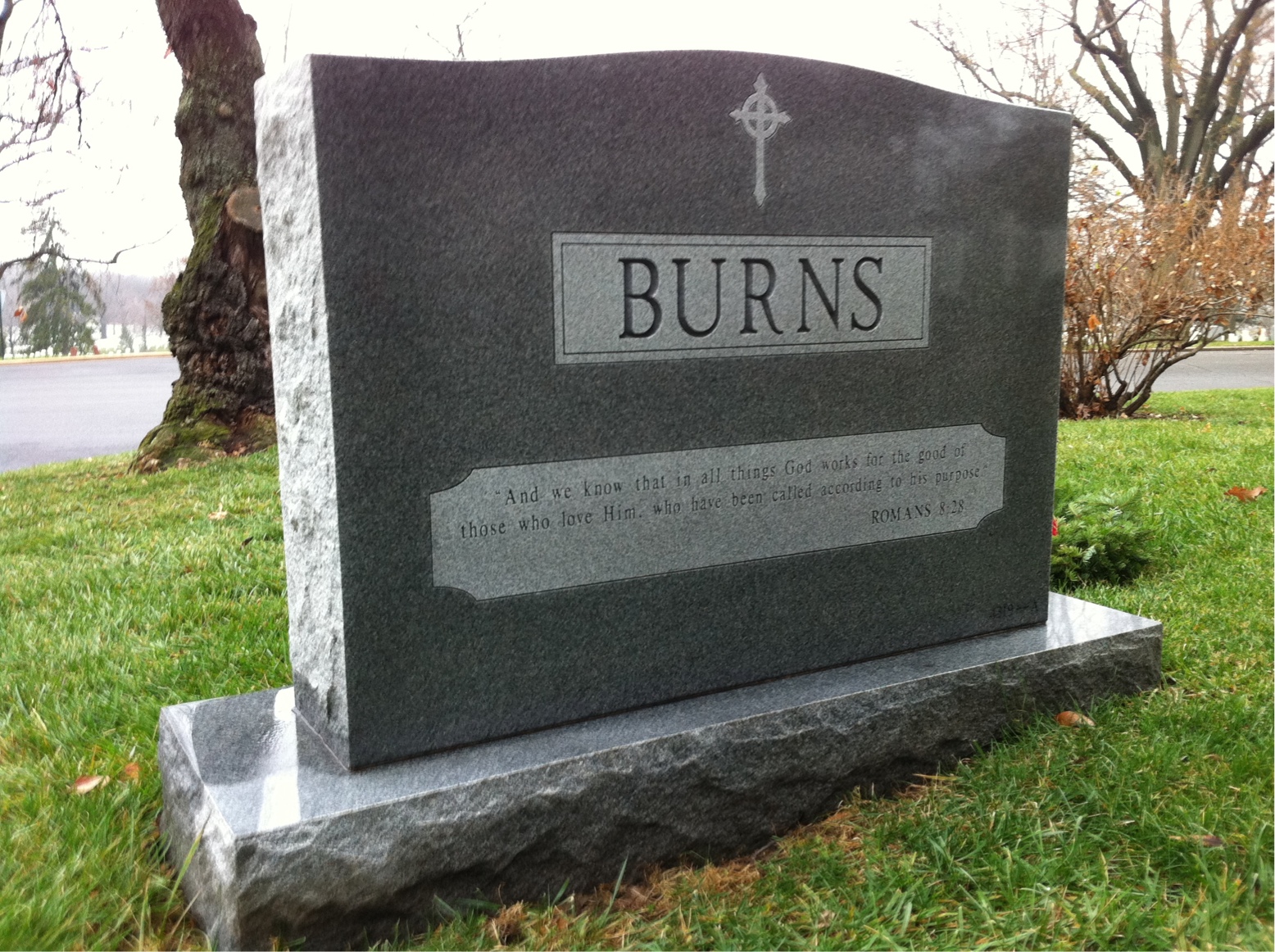 Back of headstone — Rollin Burns