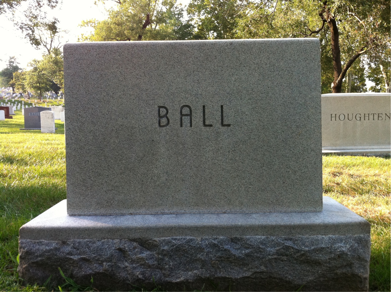 Back of headstone — Alwyn Ball
