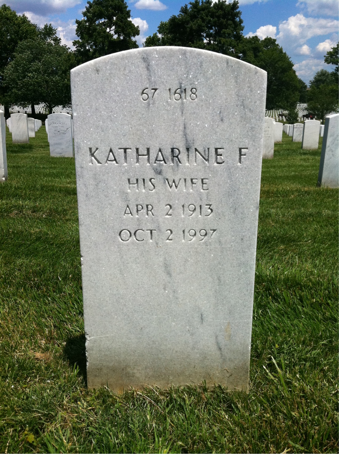 Back of headstone — Katharine Mitchell