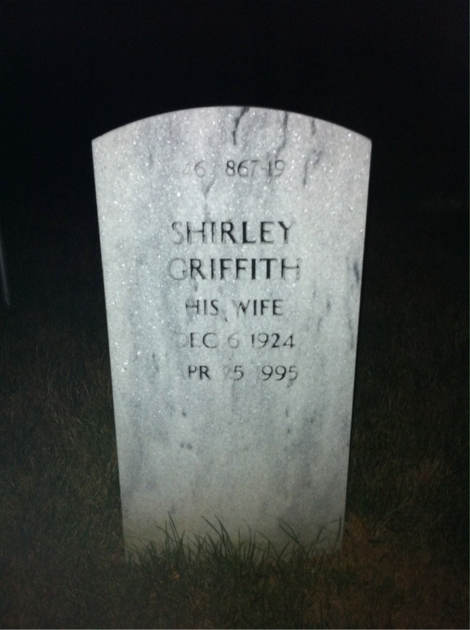 Back of headstone — Robert Moffitt
