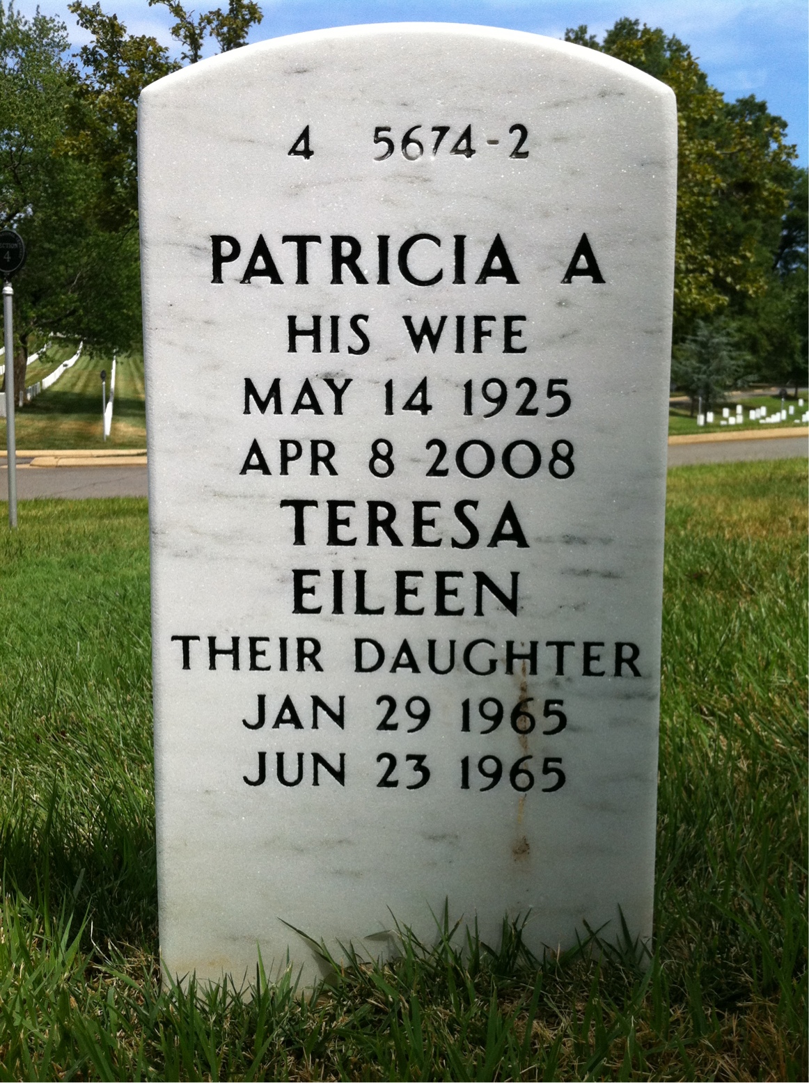 Back of headstone — James Breen